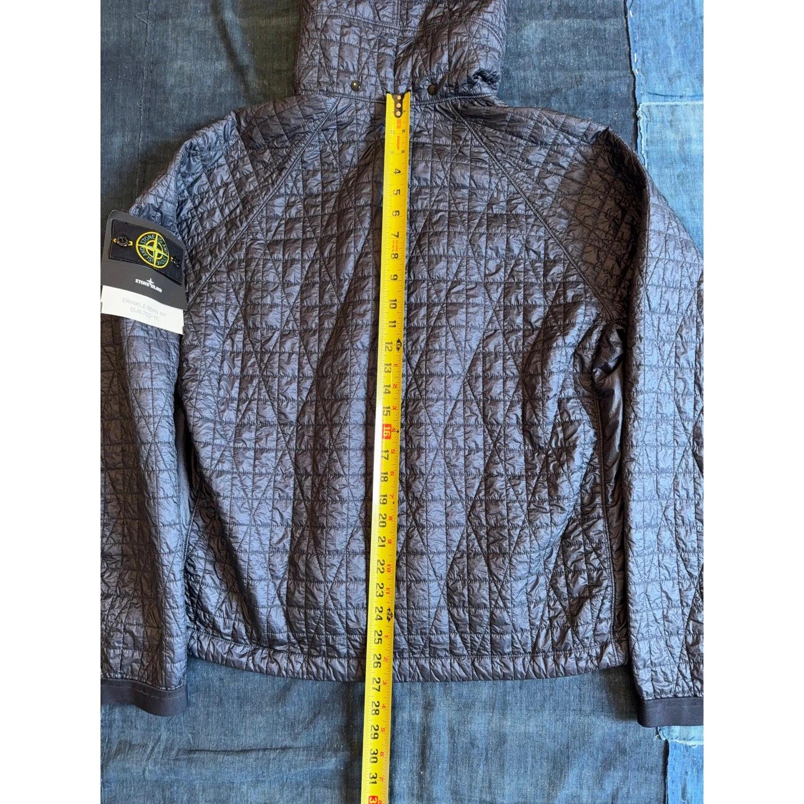 $1,550 Stone Island 4100023 Crinkle Reps NY Quilted-TC Jacket - Navy - L - product detail image 7