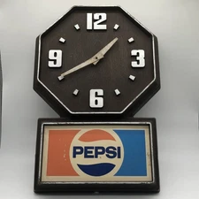Pepsi 80s Wall Clock Tested Works Plug In Wall Clock Pepsi Merch 18” Vintage