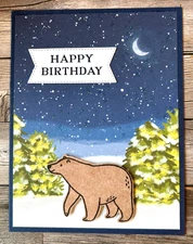Happy Birthday GREETING CARD KIT ~x4 +Env~ Stampin Up Masculine Winter Bear