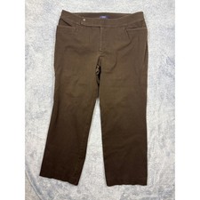 Chaps Womens 20W Brown Straight Leg Trousers Workwear Classic Casual Pantss