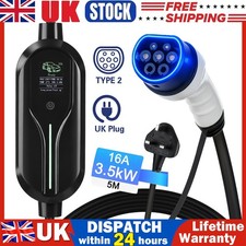 3.5KW EV Charging Cable Type 2 UK Plug 3 Pin Electric Vehicle Car Charger 13A