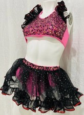 Dance Glamour Costumes Tutu Pink and Black Sequined Size SA