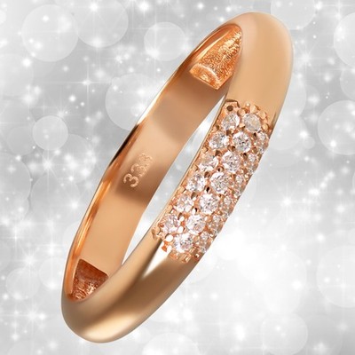 Balia Damen Ring aus 333 Rosegold 3-reihig mit Zirkonia Gr.62 BGR064R62