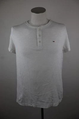 TOMMY HILFIGER T-SHIRT HOMME TAILLE M COTON MANCHES COURTES VINTAGE GRIS BLANC - Photo 1/4