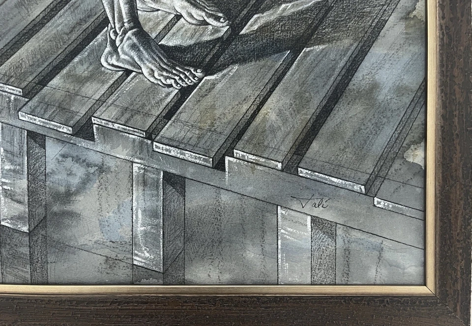 萨尔瓦多·达利水彩/纸上墨水 1904 - 1989 年手工签名艺术风格  — 第 3/4 张图片