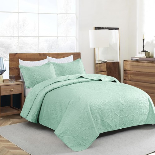 Floral Bedspread Bedding Set 3 Piece Coverlet Lightweight Size Throw Queen King - Picture 106 of 170