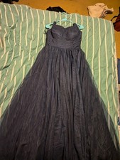 Gorgeous Navy Blue Lace-Up Ball Gown with Lace Overlay