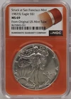 1987 (S) Eagle S$1 MS69 NGC Struck at San Francisco Mint Orange Core