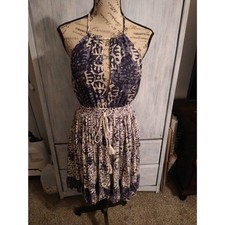 Free people halter dress small cream & blue boho Boho Beachy Y2k feminine