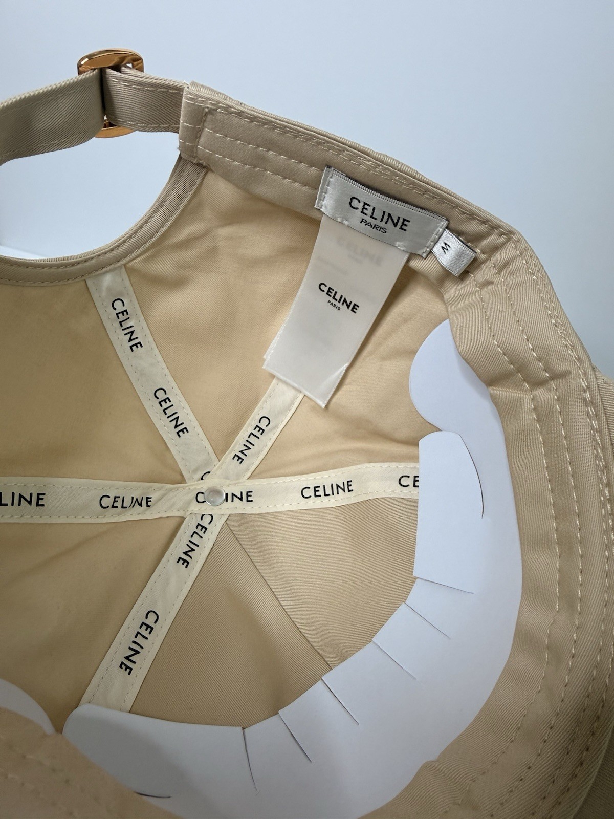 Celine Triomphe Beige Adjustable Baseball Cap Women's Medium image 6