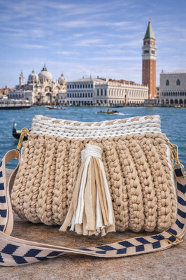 Venice Breeze   Handmade Crochet Bag with Tassel