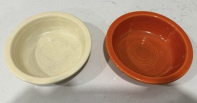 Fiestaware Fruit Bowls Set of 2. Ivory and Red. Fiesta. Homer Laughlin. 5 7/8 In