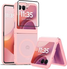 Motorola Razr 2025 Magnetic Case, Slim Thin Shockproof Protective Cover, Pink
