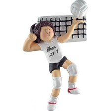 Personalized Christmas Ornament - Brunette Female Volleyball Player