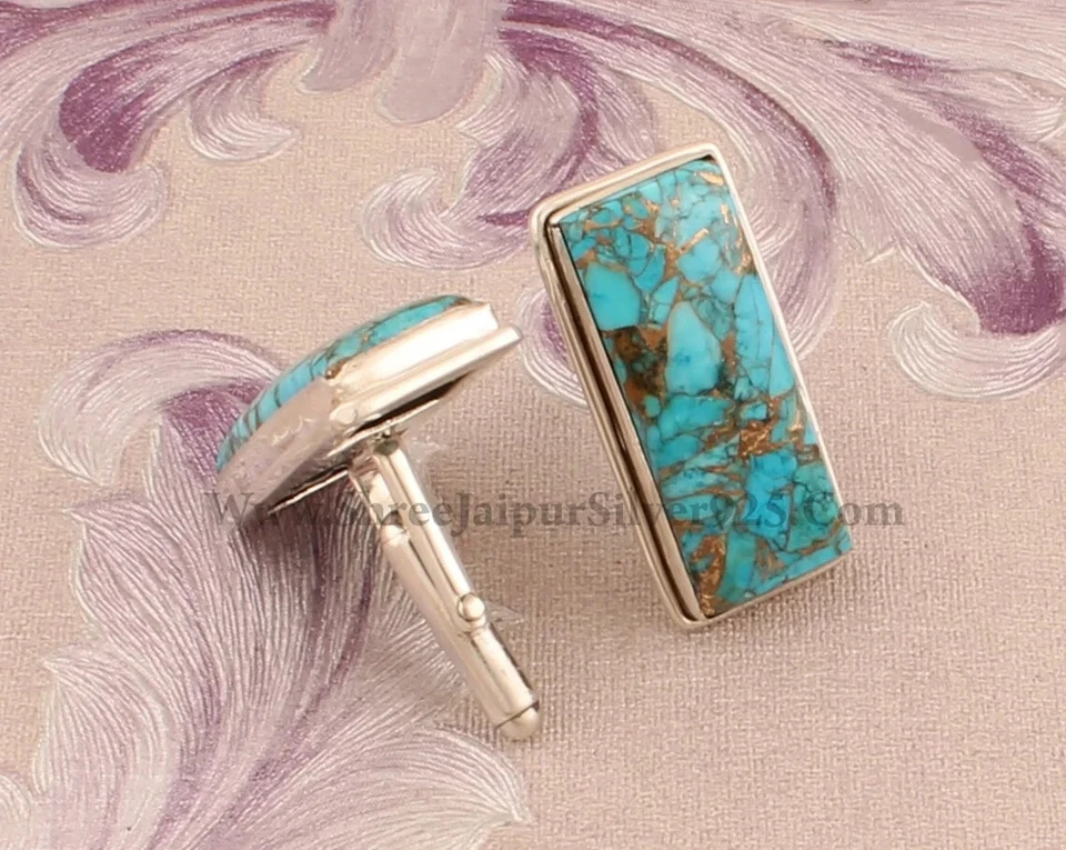 Natürlich Amerikanisch Kupfer Türkis Edelstein 925 Sterling Silber Handgemacht - Bild 4 von 4