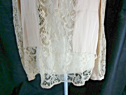 By Malene Birger Beige Lace Button Down Silk Blend Blouse Size 38 - Picture 3 of 11
