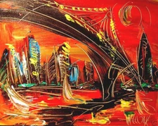 NEW YORK CITY  modern   Nice Abstract Modern Original Oil Painting  BYBO87