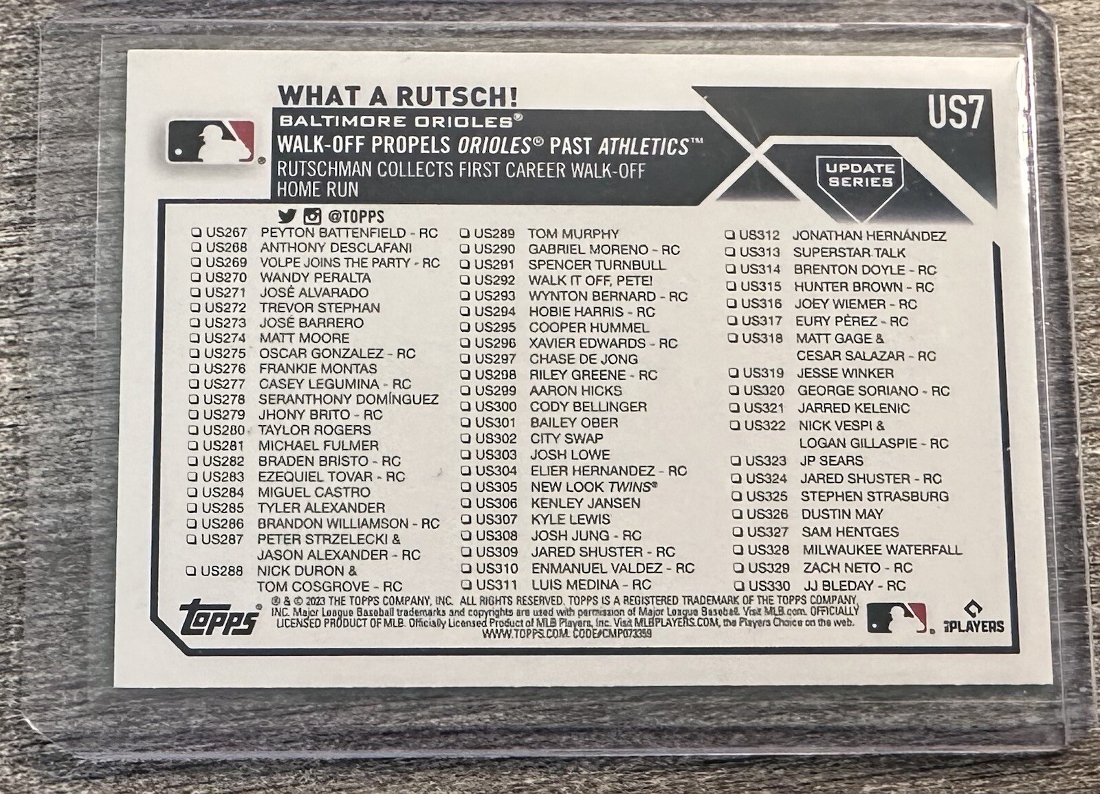 2023 Topps Update Adley Rutschman Ghost Foil Pumpkin SP Parallel Rookie