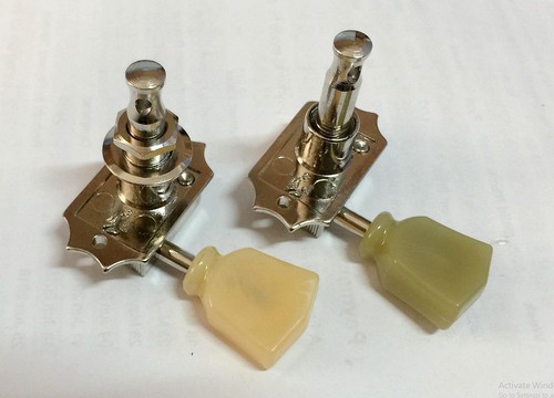 Genuine KLUSON Deluxe Tuner 3x3 Nickel & Cream Pearloid Button for Gibson Guitar - Picture 6 of 7