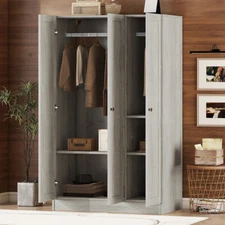 3 Doors Wooden Wardrobe Armoire Closet Storage Cabinet Clothes Organizer,Shelves