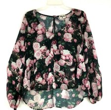 SHOW ME YOUR MUMU womens szXS Rose floral print sheer oversize Shook Tunic Hi Lo