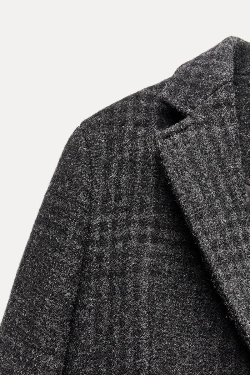 NWT ZARA ZW Collection Tailored Plaid Manteco Wool Coat Gray NWT ZARA ZW Collection Tailored Plaid Manteco Wool Coat Gray