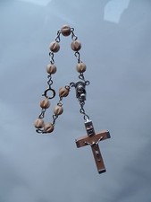  Rosenkranz f Auto-Spiegel  Holz  Autorosenkranz  Rückspiegel 10er mFr. hell/nat