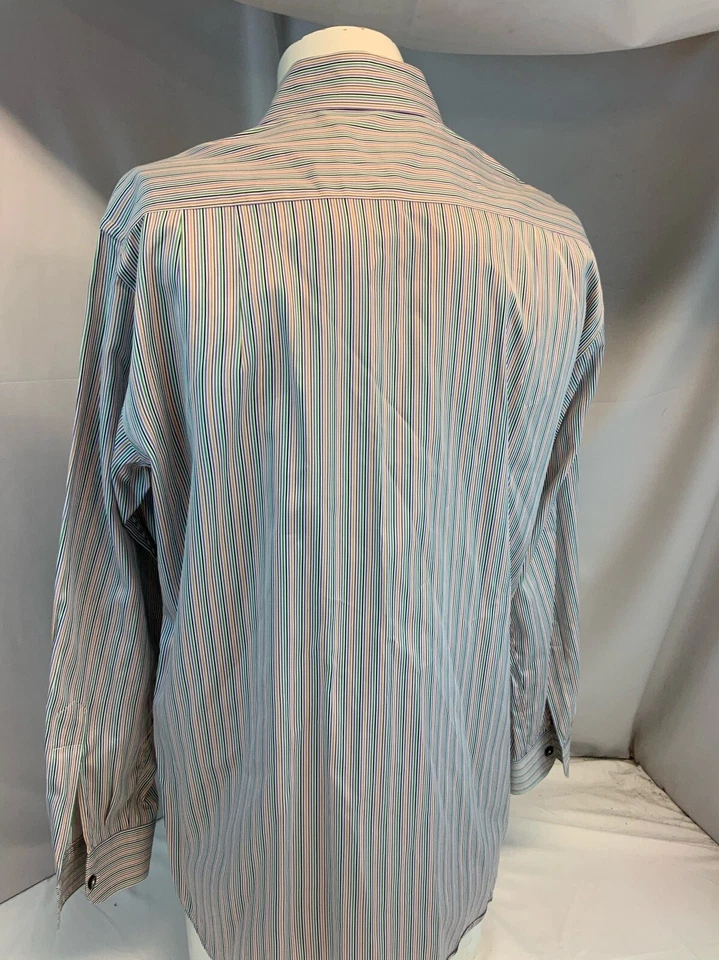 Camisa Kim Herring Manga Larga Botón M Naranja Púrpura Rayas Italia YGI J1-83 Foto 4 de 4