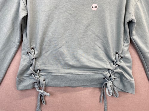 Almost Famous Womens Blue Sweatshirt Lace Up Scoop Neck Pullover No Size " - Picture 2 of 14