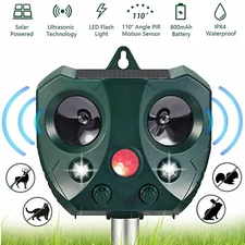 Upgraded Solar Ultrasonic Animal Repellent Dog Cat Skunk Deer Raccoon For Garden