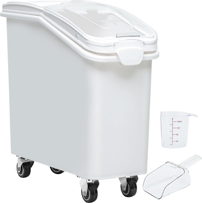 #ad #ad Large Rolling Ingredient Storage Bin with Scoop Lid and Scale for Kitchen $243.99