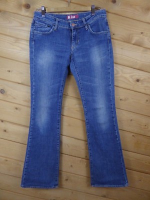H&M 29 Tall Long Fit Star Jeans Denim Blue Cotton Blend Boot Cut Pants Inseam 33