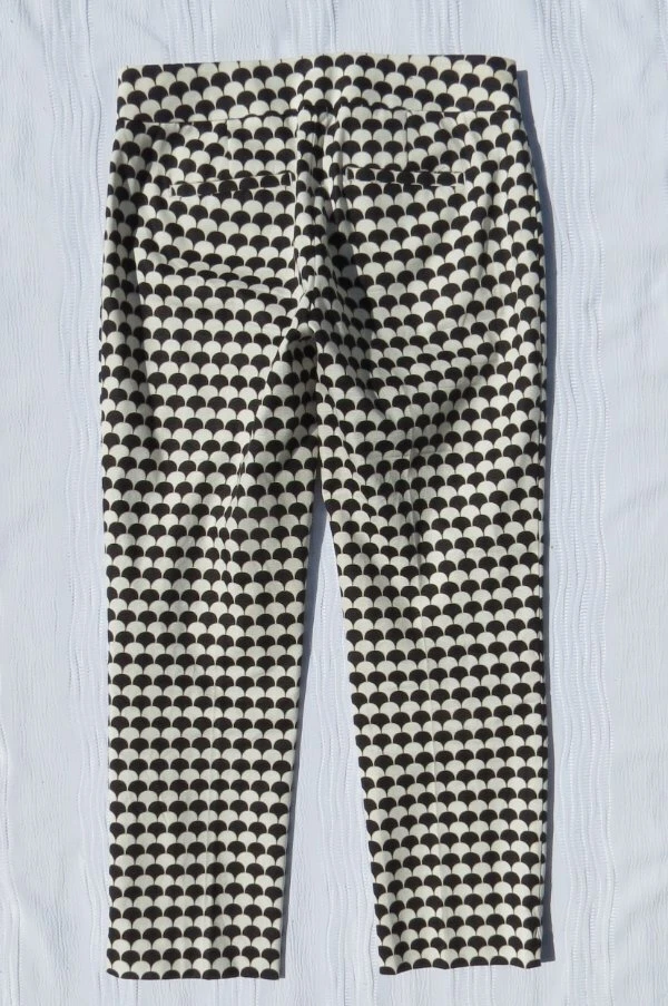 Pantalones al tobillo ANN TAYLOR para mujer XS 0 marfil negro estampado algodón texturizado ajuste Devin Foto 3 de 4