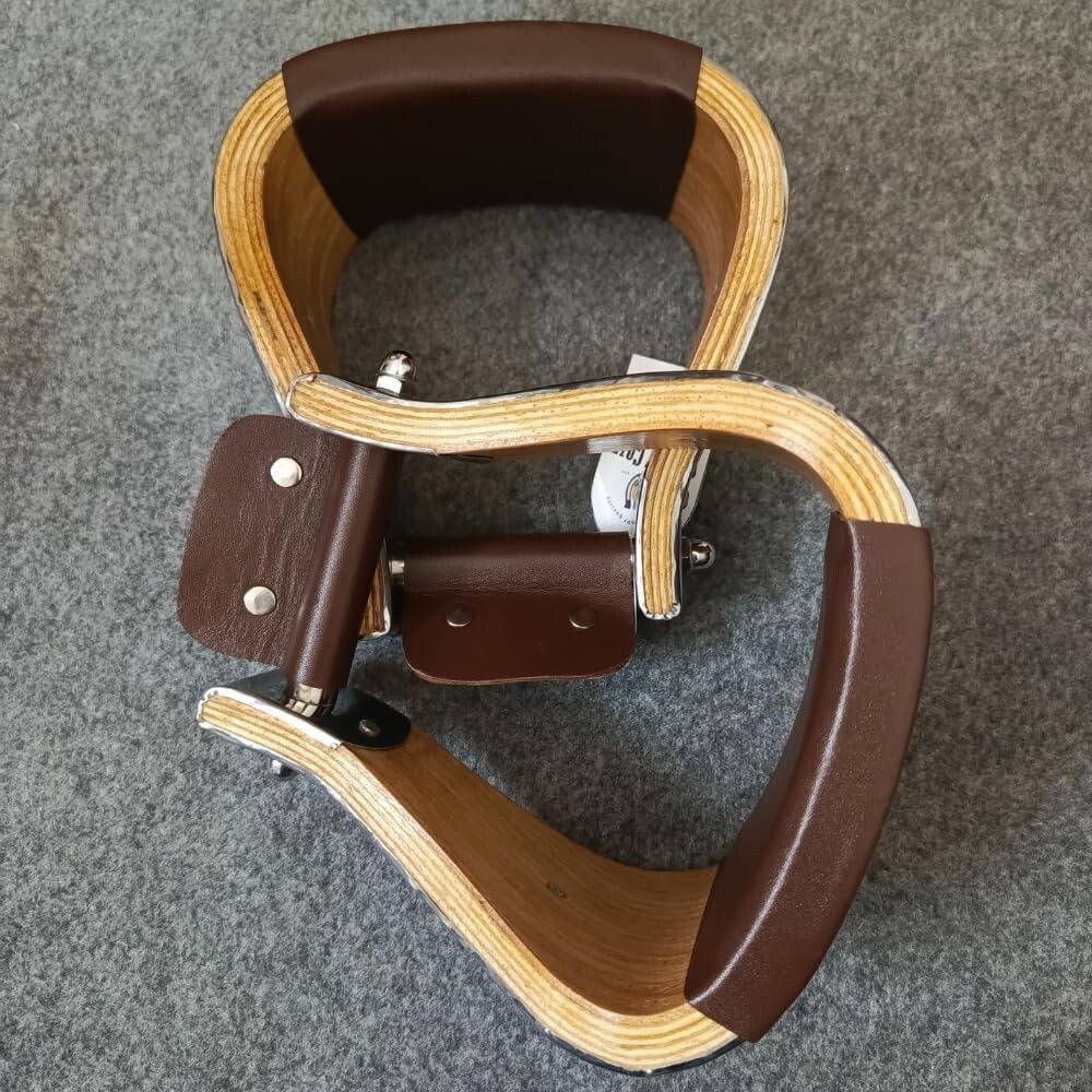 Wooden Wide Western Steel Covered Stirrups 4.0", Wooden Bell Saddle Stirrups
