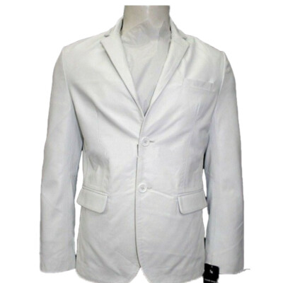 Men's Genuine Lambskin Leather Blazer Jacket BUTTON Classic Coat White