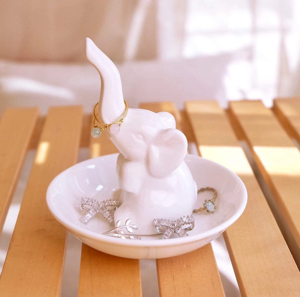 PUDDING CABIN Elephant Ring Holder Ring Dish Elephant Gifts for