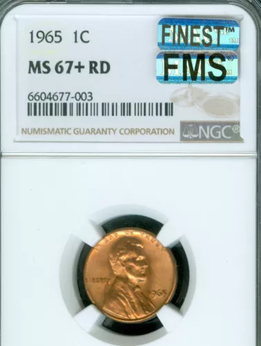 1965 LINCOLN CENT NGC MS67 + PLUS RED MAC FMS FINEST & SPOTLESS VERY RARE .