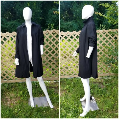 Vintage 1950s Black Kenmoor Swing Open Front Overcoat duster after Mrs Maisel 