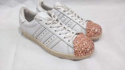 Adidas Superstar 80S White With 3D Rose Gold Toe, Size UK UK