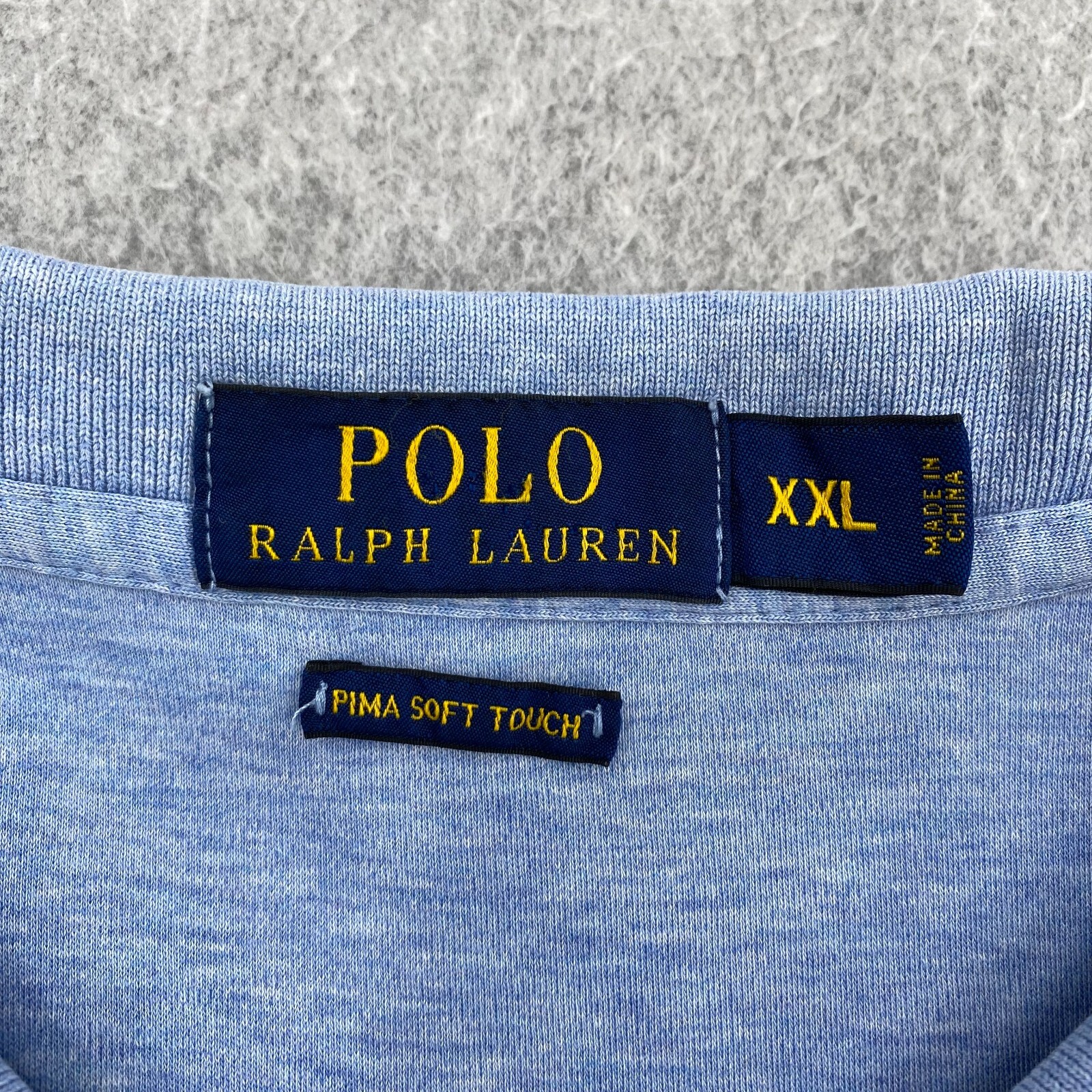 Polo Ralph Lauren Camicia Uomo 2XL Blu Pima Soft Touch Rugby Preppy Carne Pony