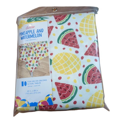 Vinyl Tablecloth New Summer Pineapple & Watermelon 60" X 84" oblong/oval table - Picture 5 of 5