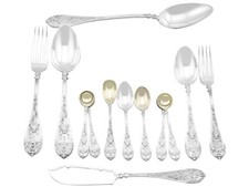 Antique Victorian Sterling Silver Canteen of Cutlery for Twelve Persons