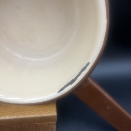 Vintage Enamelware Metal Tan/Brown Saucepan 7-1/2" diameter - handle 5" - Picture 4 of 9