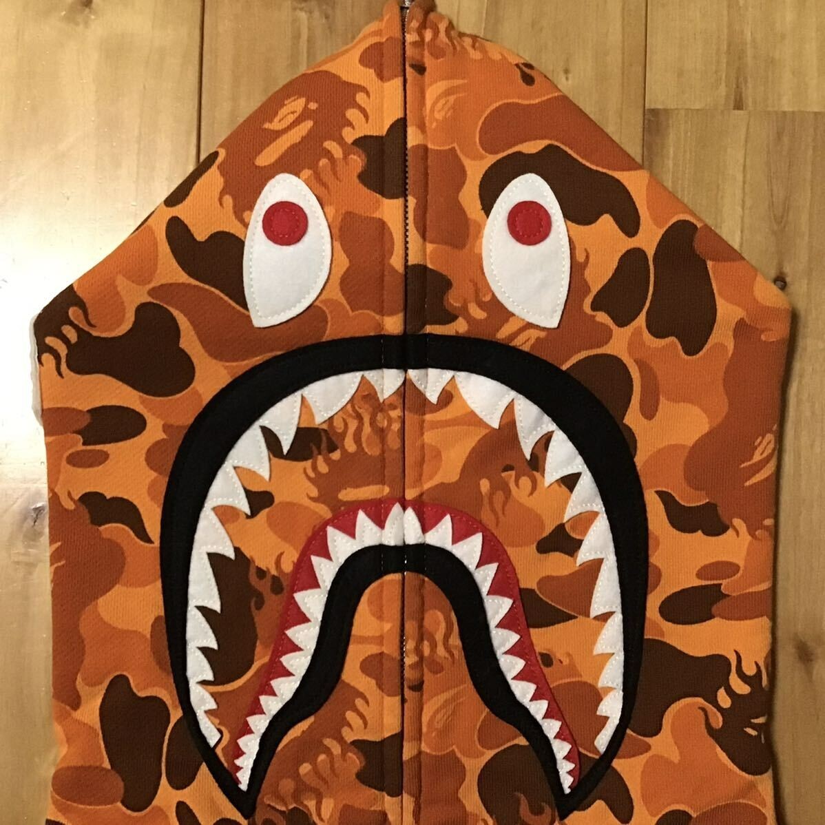 BAPE Fire camo shark full zip hoodie a bathing ape NIGO Orange