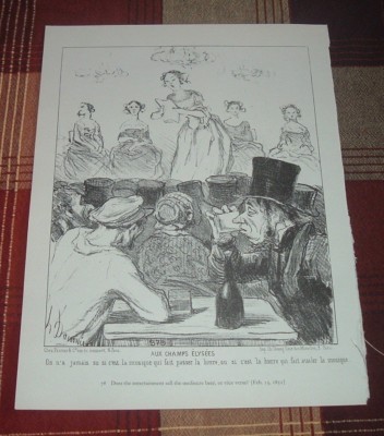CHAMPS ELYSEES MUSIC BEER 1852 View by Honore-Victorin Daumier Caricature Print