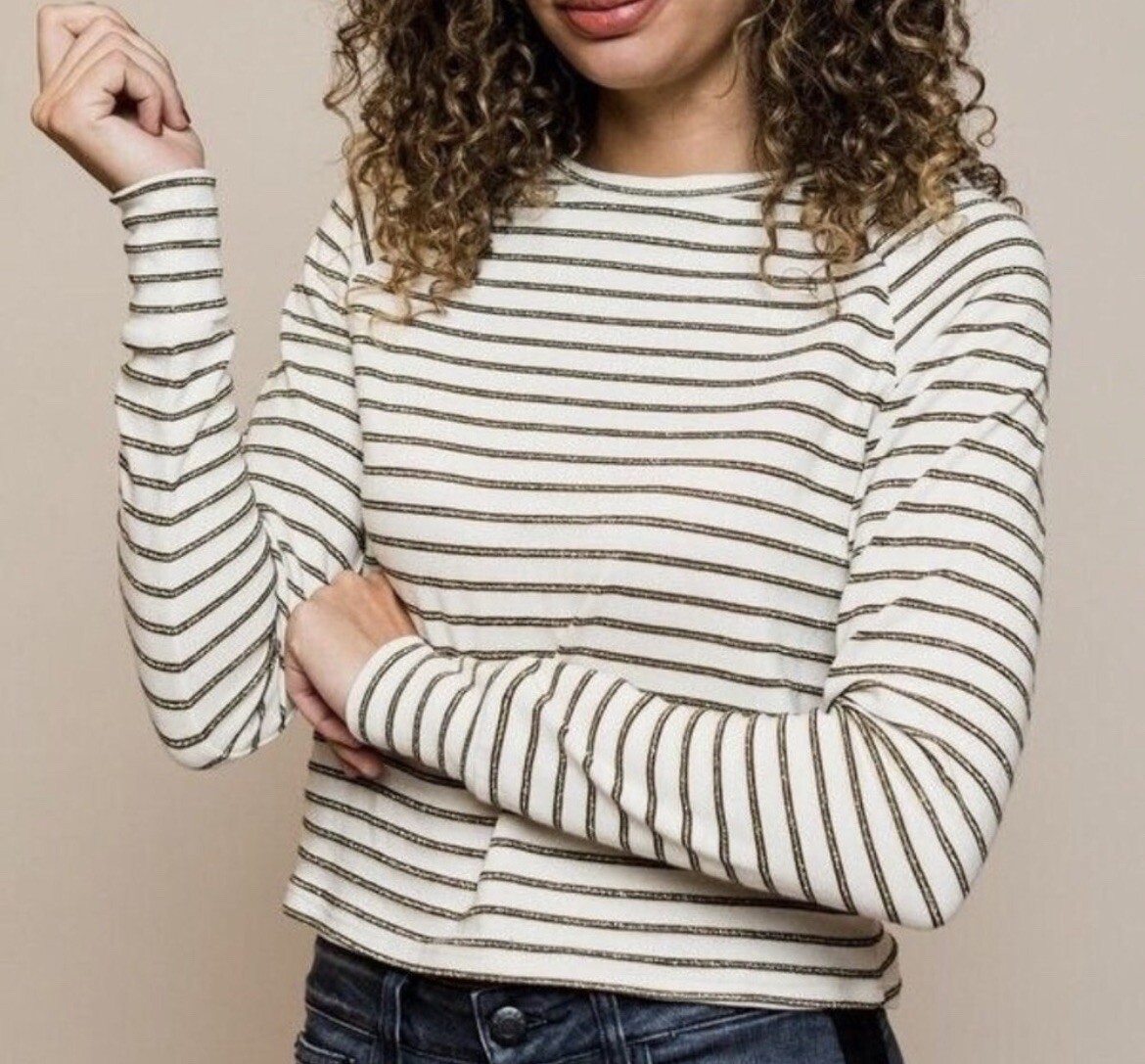 LNA Ema Stripe Lurex Top Long Sleeve Crop Size Large BNWT | eBay