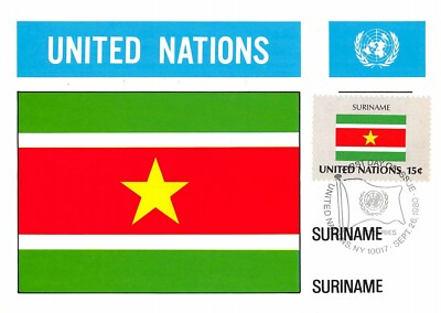 Maximale Karte FDC VEREINTE NATIONEN Flagge Suriname Ausgabe 1980