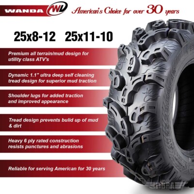 99-02 Kawasaki Prairie KVF300/400 ATV tires Set 25x8-12 & 25x11-10