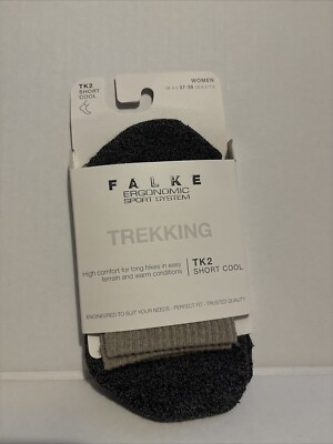 Falke Womens Trekking Socks TK2 Short Cool 4-5 Nature Mel 37-38 BNWT Freepost