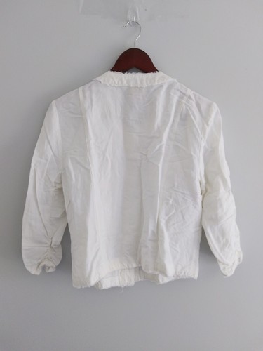 Ruby Rd 12 Front Snap Buttons White Ivory Linen Rayon Blend Jacket Embellished - Picture 2 of 9